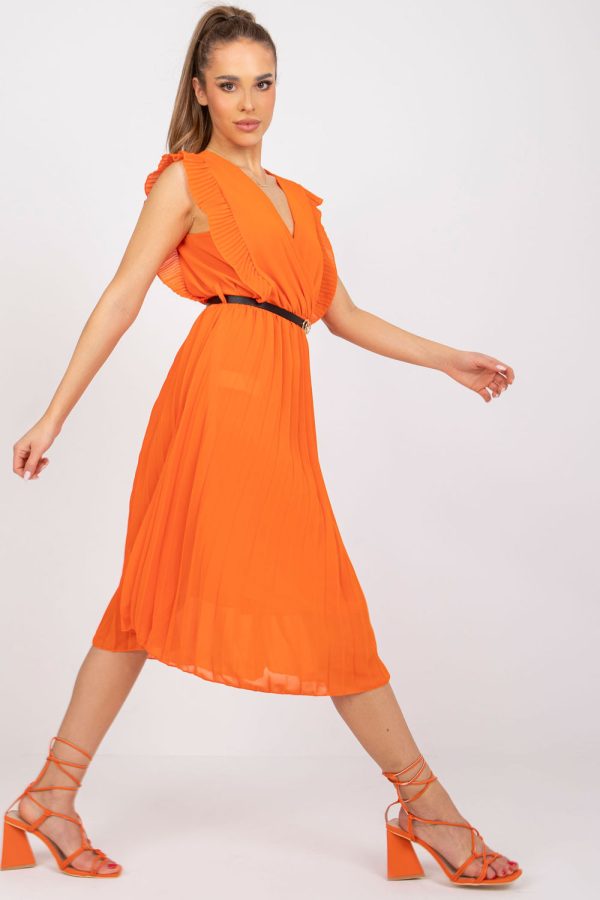 Orange Daydress in Day Dresses with Spandex and Polyester