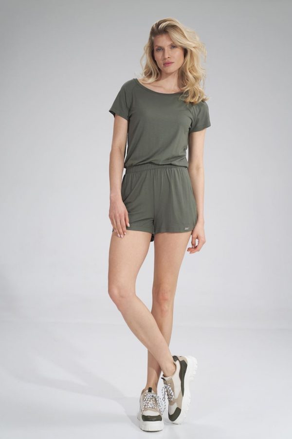 Green Suit in Playsuits For Women with Spandex and Viscose
