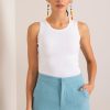 White Top in Undershirts / Tops with Cotton and Spandex