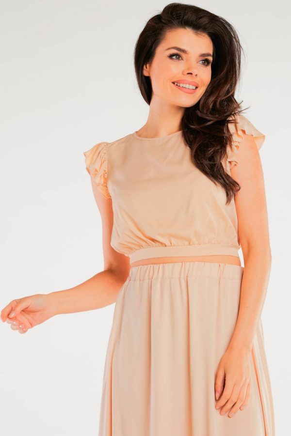 Beige Blouse in Women`s Blouses, Tunics with Spandex and Viscose