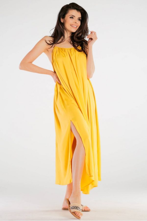 Yellow Daydress in Day Dresses with Spandex and Viscose