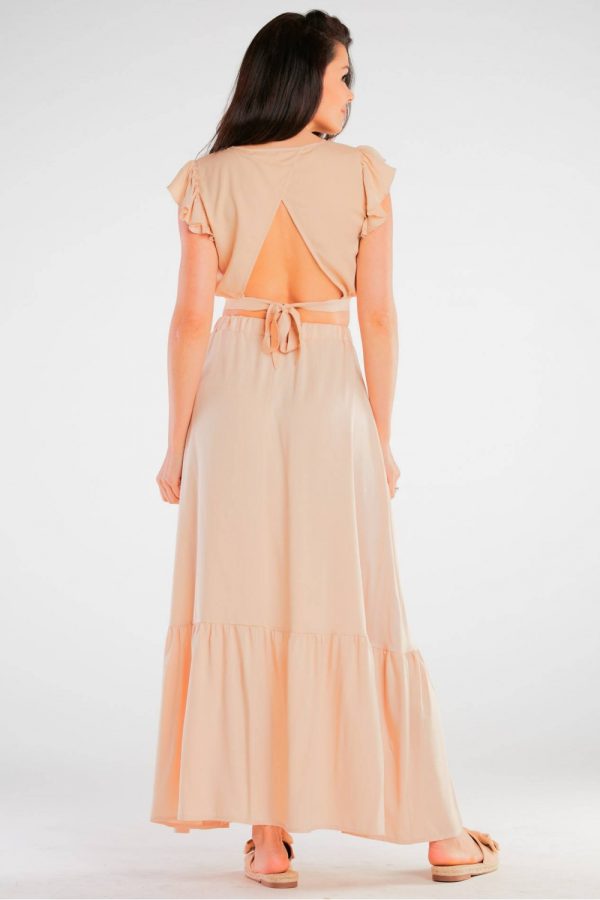 Beige Long Skirt in Skirts with Spandex and Viscose