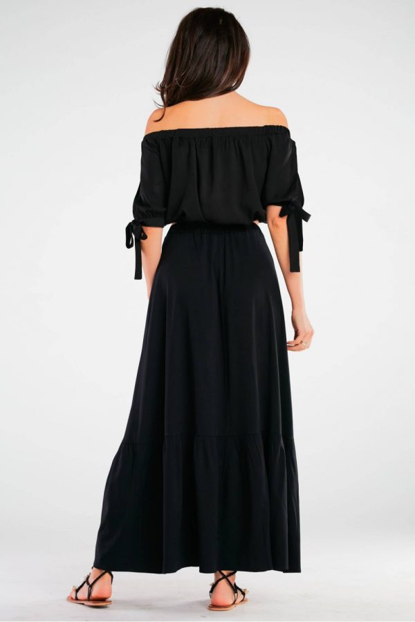 Black Long Skirt in Skirts with Spandex and Viscose