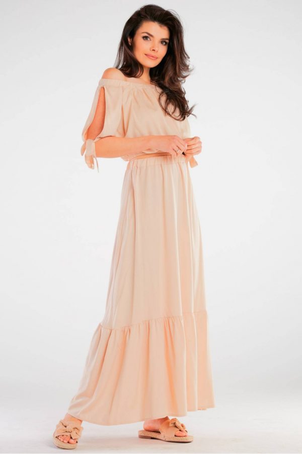 Beige Blouse in Women`s Blouses, Tunics with Spandex and Viscose