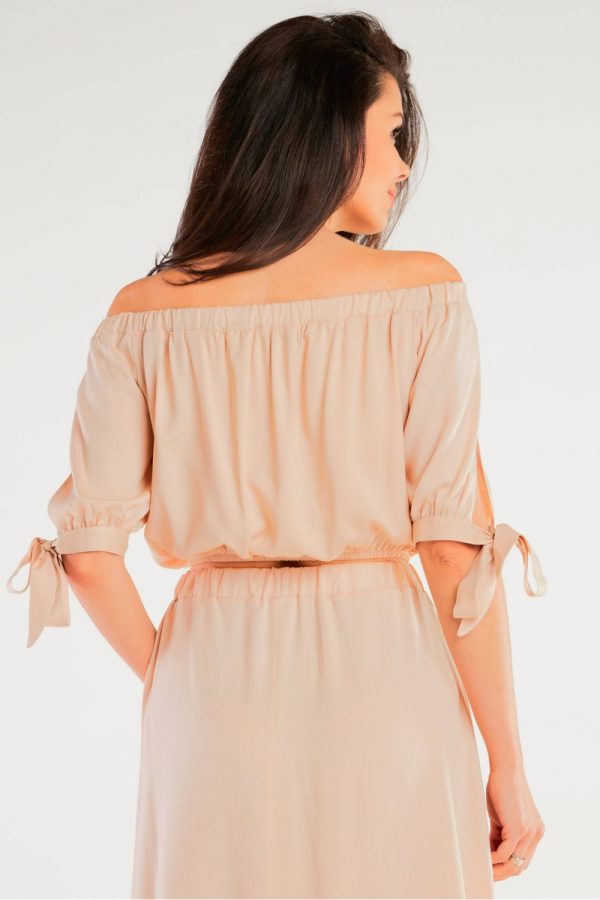 Beige Blouse in Women`s Blouses, Tunics with Spandex and Viscose