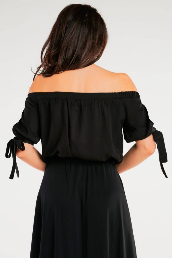 Black Blouse in Women`s Blouses, Tunics with Spandex and Viscose