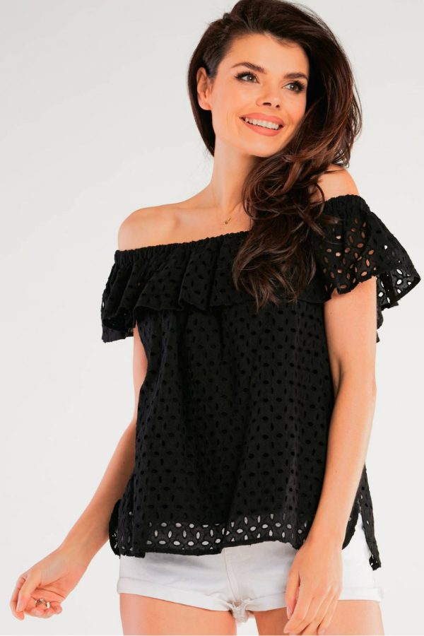 Black Blouse in Women`s Blouses, Tunics with Cotton