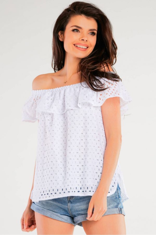 White Blouse in Women`s Blouses, Tunics with Cotton