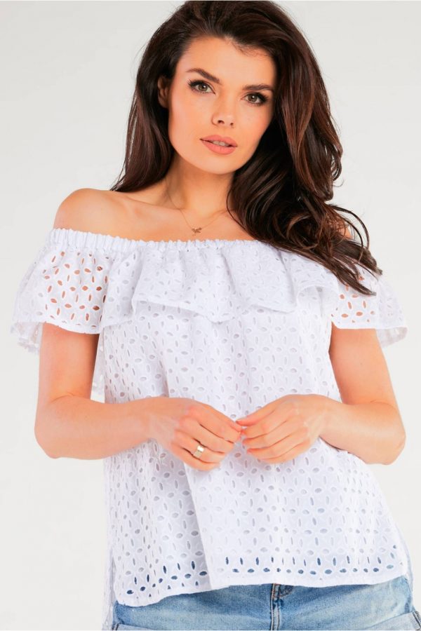 White Blouse in Women`s Blouses, Tunics with Cotton