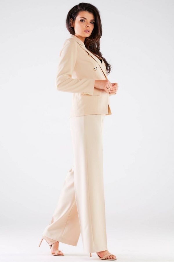 Beige Women Trousers in Casual Pants For Women with Spandex and Polyester