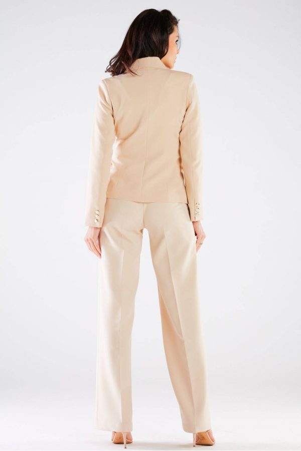 Beige Women Trousers in Casual Pants For Women with Spandex and Polyester