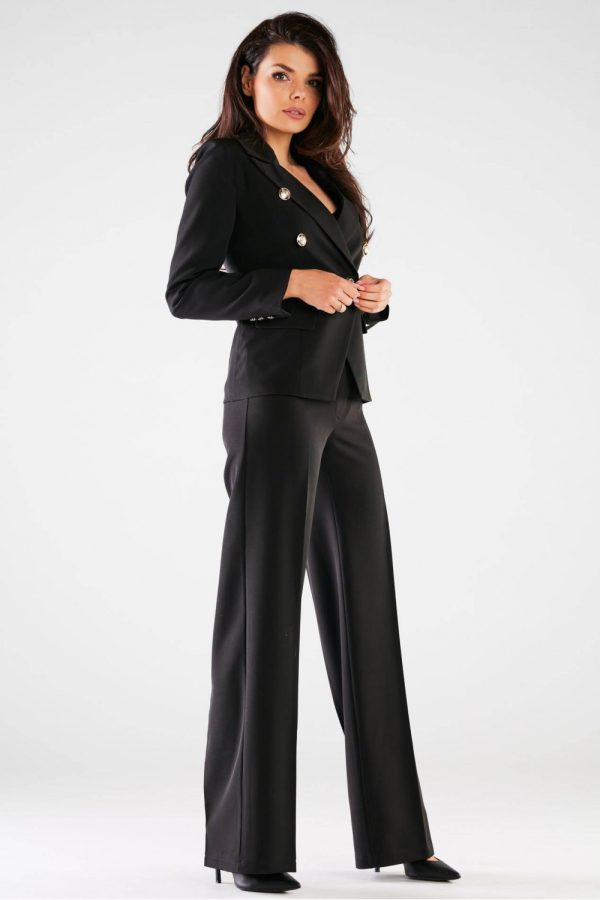 Black Women Trousers in Casual Pants For Women with Spandex and Polyester