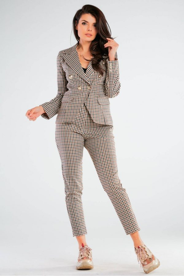 Brown Women Trousers in Pants, Trousers, Shorts with Spandex, Polyester and Viscose
