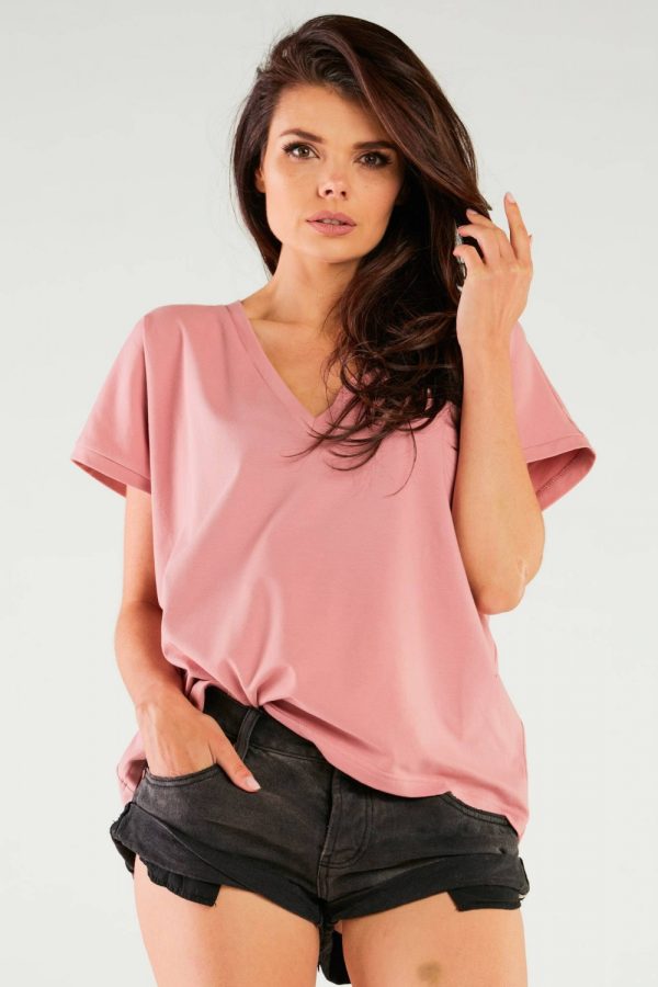 Pink Blouse in Women`s Blouses, Tunics with Cotton and Lycra