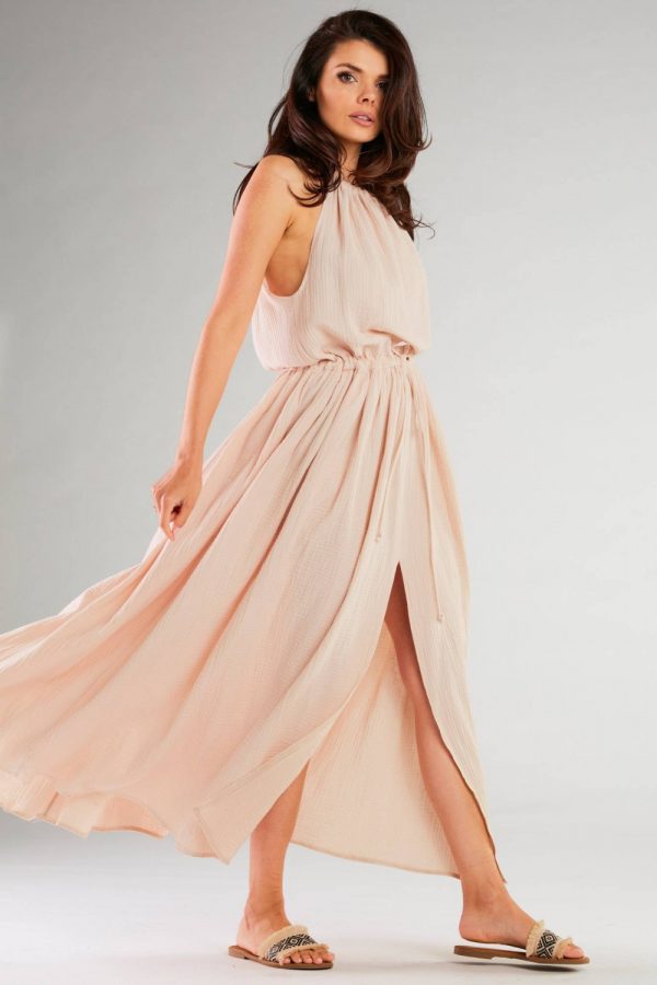 Beige Daydress in Day Dresses with Cotton and Lycra