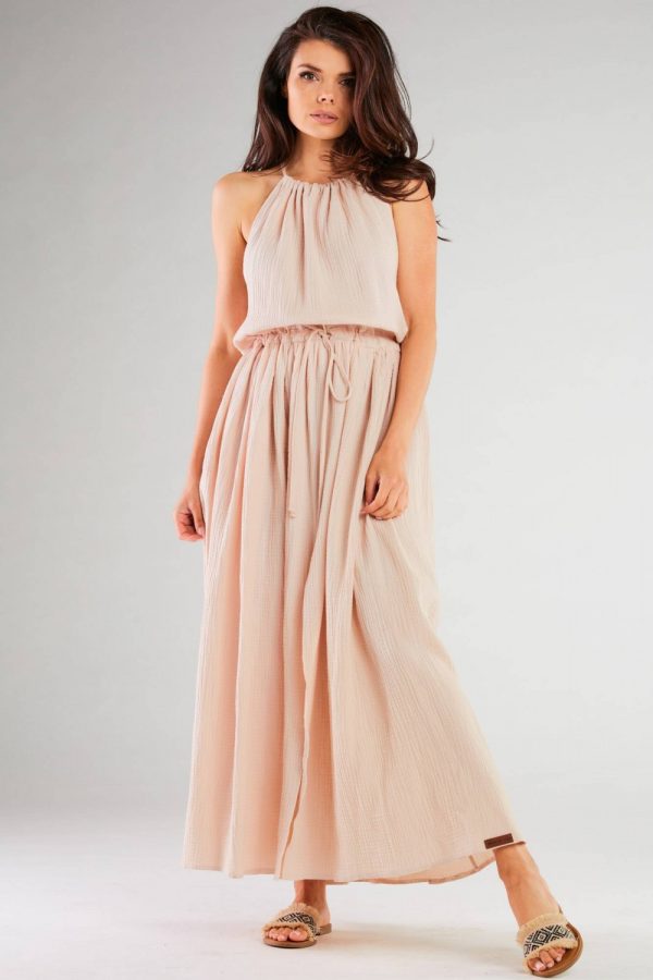 Beige Daydress in Day Dresses with Cotton and Lycra