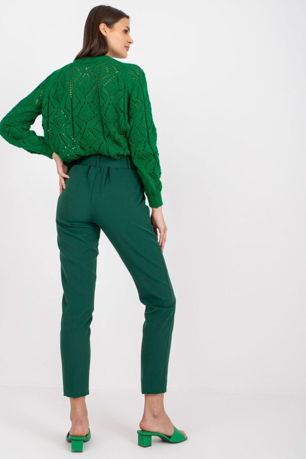 Green Women Trousers in Pants, Trousers, Shorts with Spandex and Polyester