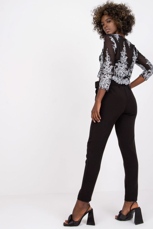 Black Women Trousers in Pants, Trousers, Shorts with Spandex and Polyester