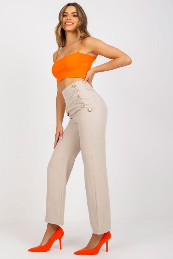 Beige Women Trousers in Pants, Trousers, Shorts with Spandex and Polyester
