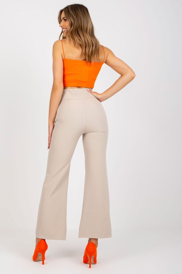 Beige Women Trousers in Pants, Trousers, Shorts with Spandex and Polyester