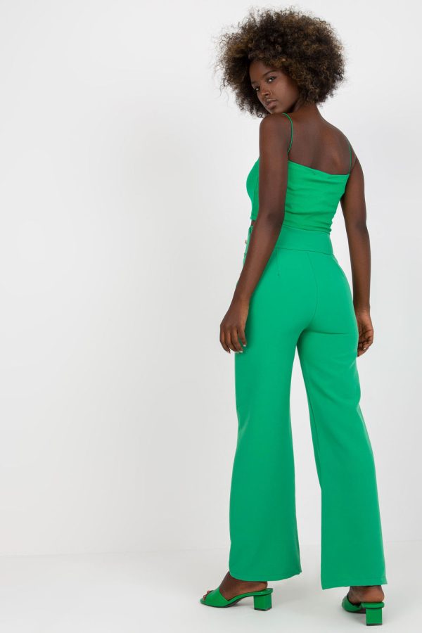 Green Women Trousers in Pants, Trousers, Shorts with Spandex and Polyester
