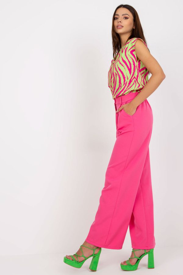 Pink Women Trousers in Pants, Trousers, Shorts with Spandex and Polyester