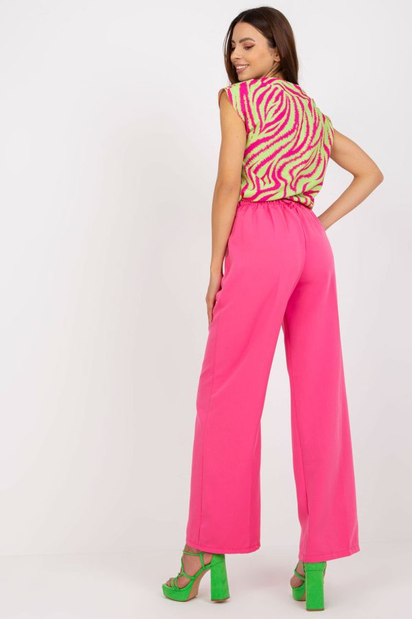 Pink Women Trousers in Pants, Trousers, Shorts with Spandex and Polyester