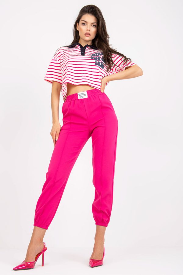 Pink Women Trousers in Pants, Trousers, Shorts with Spandex and Polyester