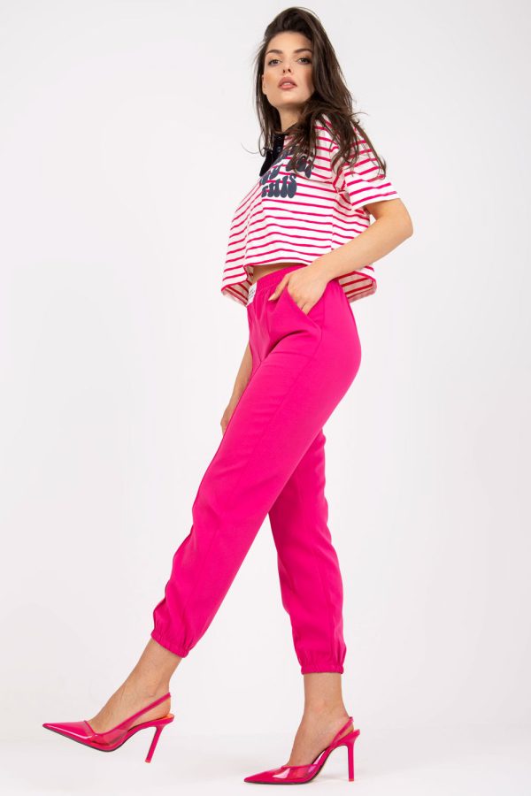 Pink Women Trousers in Pants, Trousers, Shorts with Spandex and Polyester