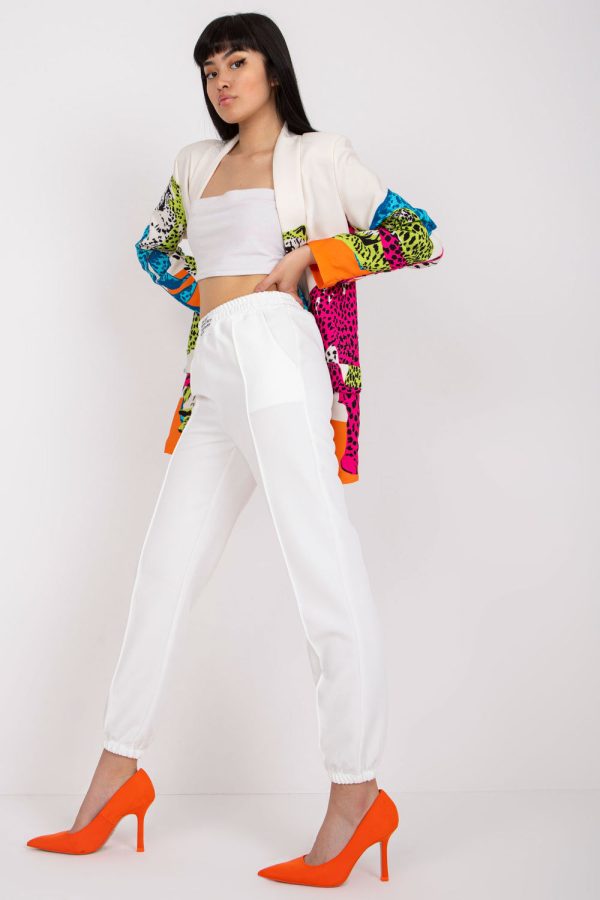 White Women Trousers in Pants, Trousers, Shorts with Spandex and Polyester