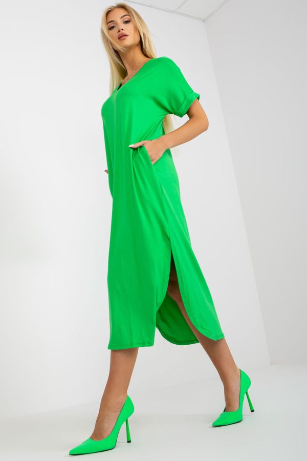 Green Daydress in Day Dresses with Cotton and Spandex