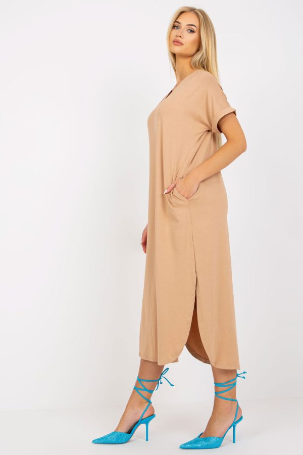 Brown Daydress in Day Dresses with Cotton and Spandex