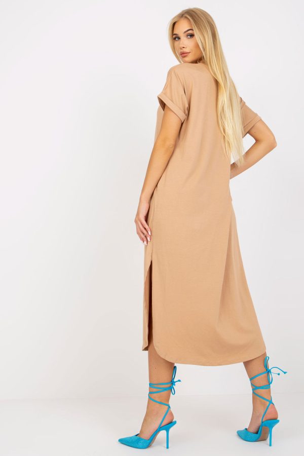 Brown Daydress in Day Dresses with Cotton and Spandex