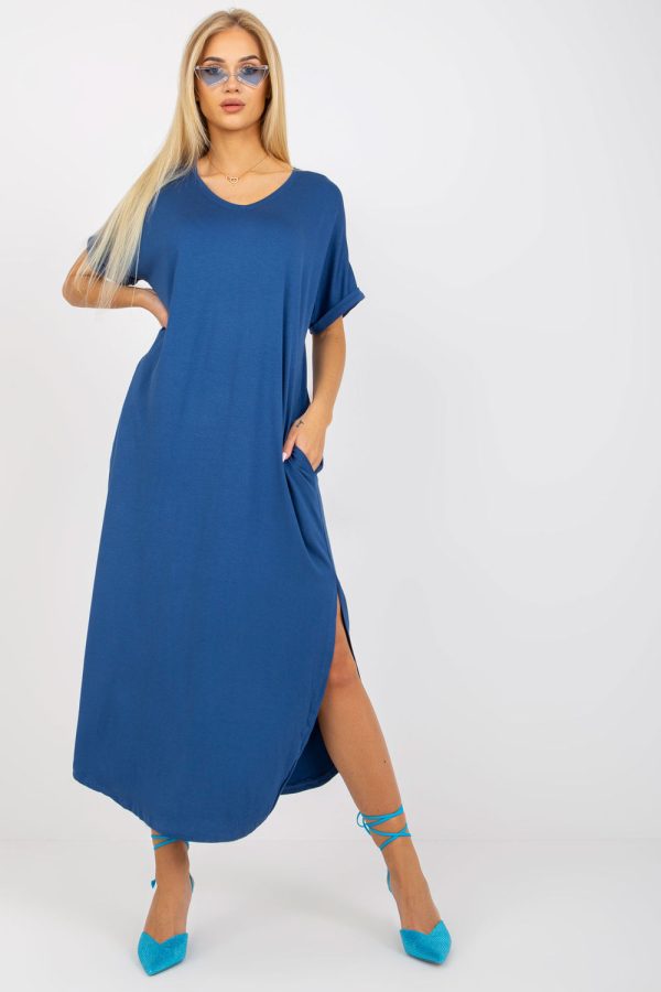 Blue Daydress in Day Dresses with Cotton and Spandex