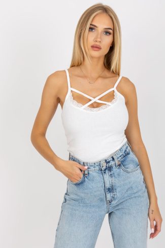 White Top in Undershirts / Tops with Cotton and Spandex