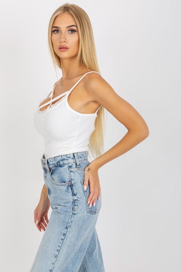 White Top in Undershirts / Tops with Cotton and Spandex