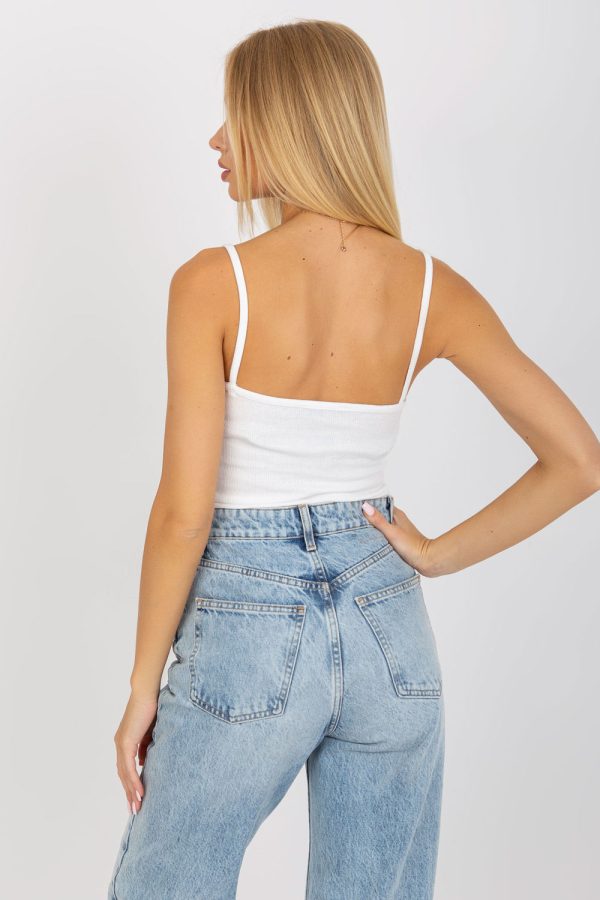 White Top in Undershirts / Tops with Cotton and Spandex