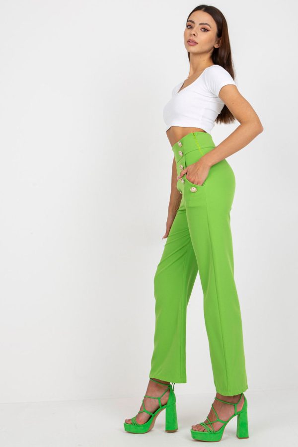 Green Women Trousers in Pants, Trousers, Shorts with Spandex and Polyester