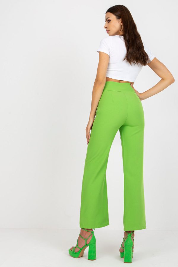 Green Women Trousers in Pants, Trousers, Shorts with Spandex and Polyester