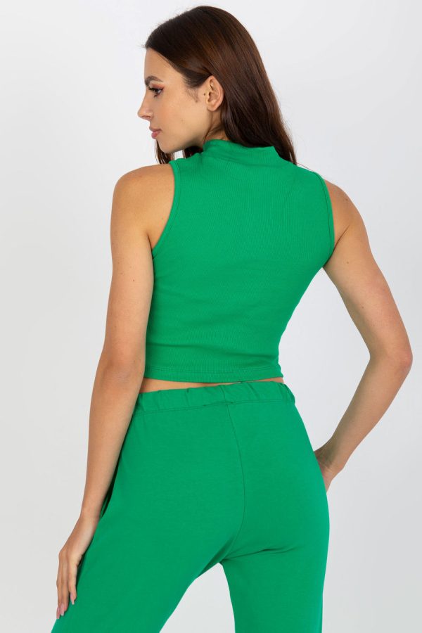 Green Top in Undershirts / Tops with Cotton and Spandex