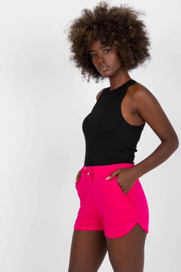 Pink Shorts in Shorts For Women, Crop Pants with Cotton and Spandex