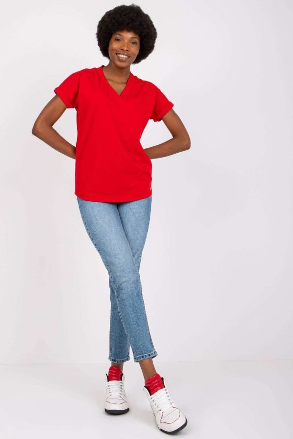 Red T-shirt in Women`s Tops, T-shirts, Singlets with Cotton and Spandex