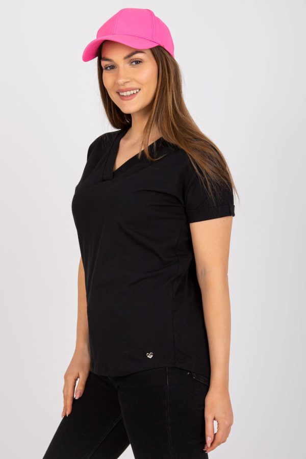 Black T-shirt in Women`s Tops, T-shirts, Singlets with Cotton and Spandex