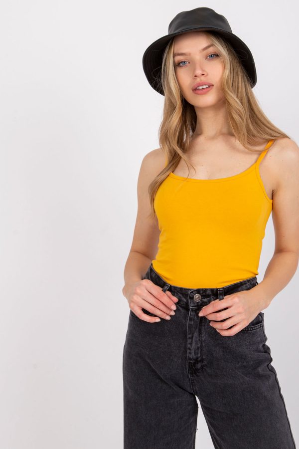 Orange Top in Undershirts / Tops with Cotton and Spandex