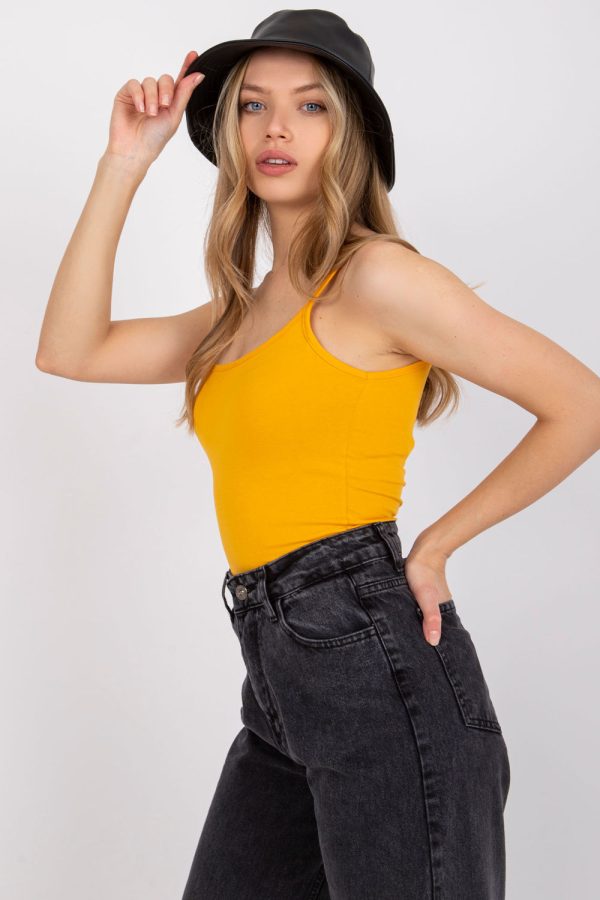 Orange Top in Undershirts / Tops with Cotton and Spandex