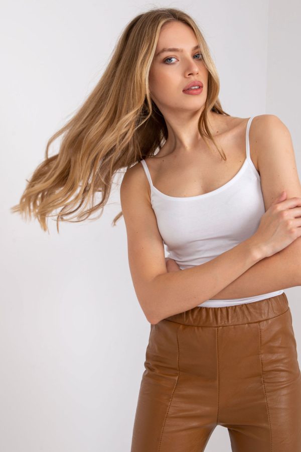 White Top in Undershirts / Tops with Cotton and Spandex