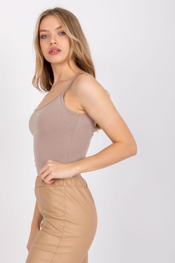 Beige Top in Undershirts / Tops with Cotton and Spandex