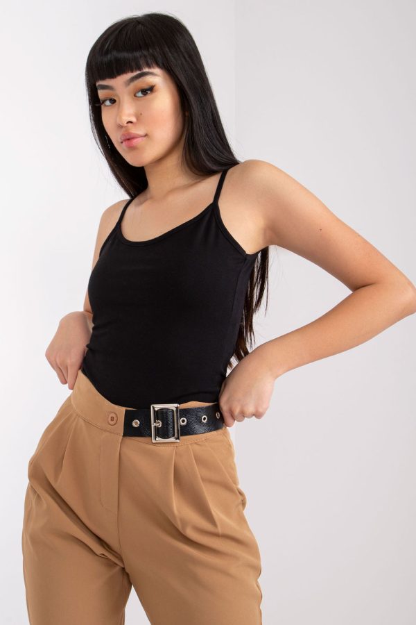 Black Top in Undershirts / Tops with Cotton and Spandex