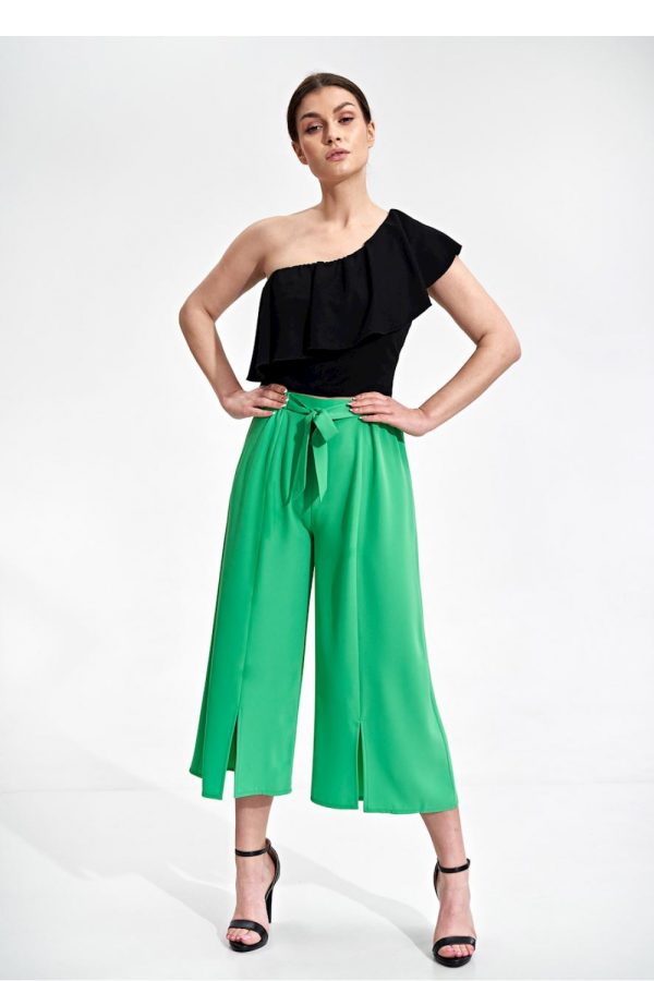 Green Women Trousers in Pants, Trousers, Shorts with Polyester