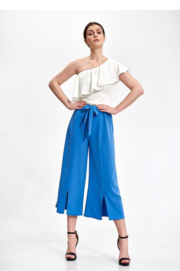 Blue Women Trousers in Pants, Trousers, Shorts with Polyester